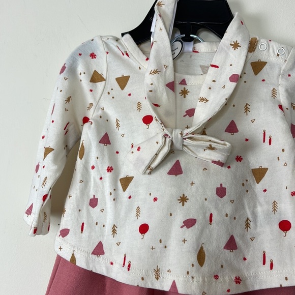 Nordstrom Star Long Sleeve Top, Pants & Headband Set Ivory Winter- Pink, Size 3M - Picture 3 of 5